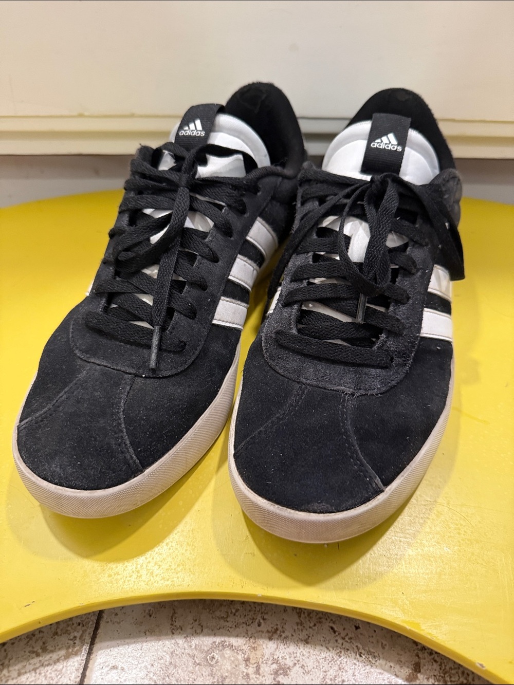 adidas Black and White Suede Low-Top Sneakers